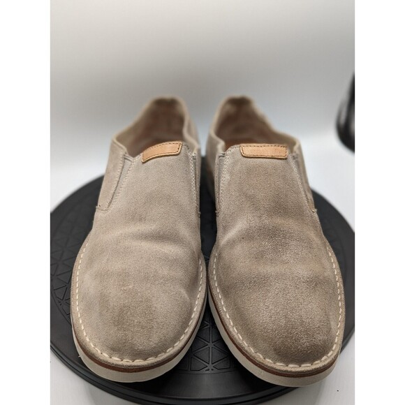 Clarks Slip On Loafers Mens 11.5 Beige Suede Leather Details Comfort Logo main image 8